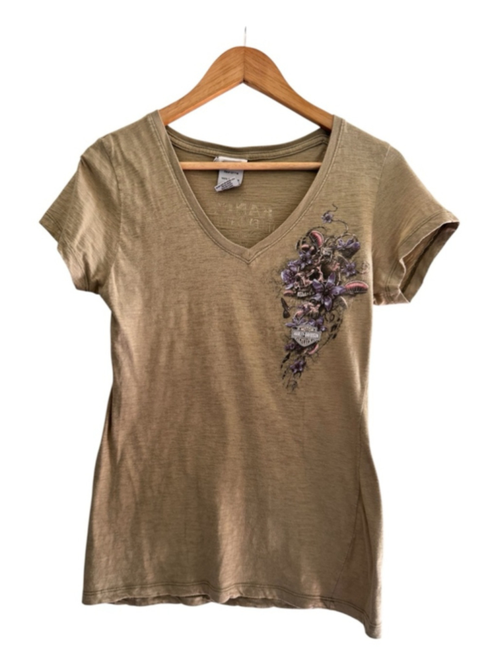 y2k harley davidson skull floral tee calgary biker grunge